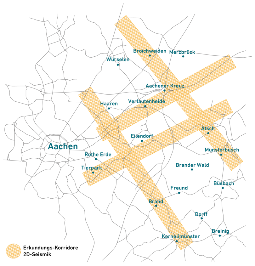 2D-Seismik Erkundungskorridore in der Region Aachen