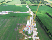 Luftaufnahme von Bauphase in Windpark