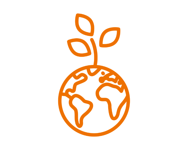 Piktogramm: Weltkugel, aus der Pflanze wächst