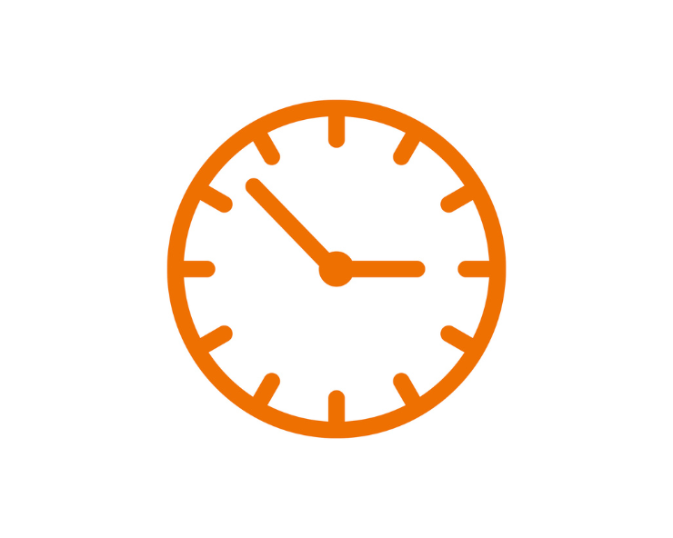 Piktogramm: Uhr, die 14:53 Uhr anzeigt