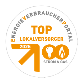 Siegel "Top Lokalversorger Strom & Gas 2025" vom Energieverbraucherportal