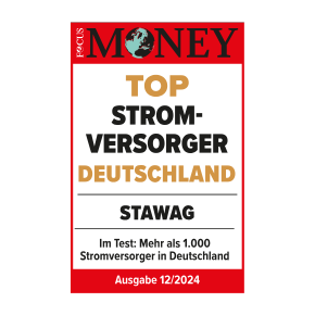 Siegel "Top Stromversorger Deutschland - Ausgabe 12/2024" von Focus Money